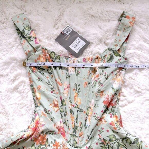 House of CB Corset Midi Sundress XS - Jade Floral Print - Picture 6 of 8
